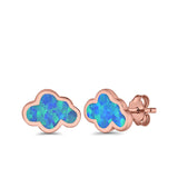Cloud Stud Earrings Lab Created Opal 925 Sterling Silver (7mm)