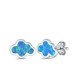 Cloud Stud Earrings Lab Created Opal 925 Sterling Silver (7mm)