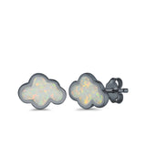 Cloud Stud Earrings Lab Created Opal 925 Sterling Silver (7mm)