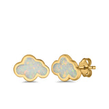Cloud Stud Earrings Lab Created Opal 925 Sterling Silver (7mm)