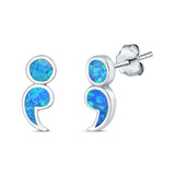 Semicolon Stud Earrings Lab Created Opal 925 Sterling Silver (11mm)