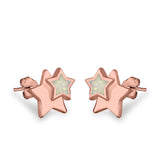 Stars Stud Earrings Lab Created Opal 925 Sterling Silver (9mm)