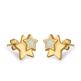 Stars Stud Earrings Lab Created Opal 925 Sterling Silver (9mm)