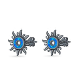 Sun Stud Earrings Lab Created Opal 925 Sterling Silver (11mm)