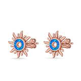 Sun Stud Earrings Lab Created Opal 925 Sterling Silver (11mm)