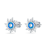 Sun Stud Earrings Lab Created Opal 925 Sterling Silver (11mm)