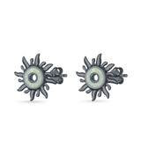 Sun Stud Earrings Lab Created Opal 925 Sterling Silver (11mm)