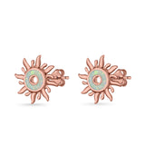 Sun Stud Earrings Lab Created Opal 925 Sterling Silver (11mm)