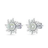 Sun Stud Earrings Lab Created Opal 925 Sterling Silver (11mm)