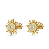 Sun Stud Earrings Lab Created Opal 925 Sterling Silver (11mm)