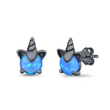 Unicorn Stud Earrings Created Opal 925 Sterling Silver (10mm)