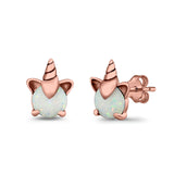 Unicorn Stud Earrings Created Opal 925 Sterling Silver (10mm)