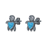 Turtle Stud Earrings Lab Created Opal Simulated CZ 925 Sterling Silver (9mm)