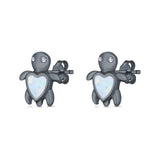 Turtle Stud Earrings Lab Created Opal Simulated CZ 925 Sterling Silver (9mm)