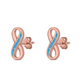 Infinity Stud Earrings Lab Created Opal 925 Sterling Silver (11mm)