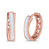 Twist Filigree Hoop Earrings Lab Created Opal 925 Sterling Silver