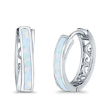 Twist Filigree Hoop Earrings Lab Created Opal 925 Sterling Silver