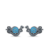 Swirl Snail Stud Earrings Lab Created Opal 925 Sterling Silver (9mm)