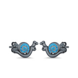 Swirl Snail Stud Earrings Lab Created Opal 925 Sterling Silver (9mm)