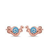 Swirl Snail Stud Earrings Lab Created Opal 925 Sterling Silver (9mm)