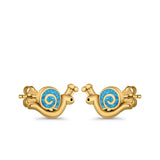 Swirl Snail Stud Earrings Lab Created Opal 925 Sterling Silver (9mm)