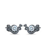 Swirl Snail Stud Earrings Lab Created Opal 925 Sterling Silver (9mm)