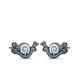 Swirl Snail Stud Earrings Lab Created Opal 925 Sterling Silver (9mm)
