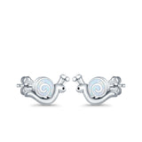 Swirl Snail Stud Earrings Lab Created Opal 925 Sterling Silver (9mm)