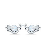 Swirl Snail Stud Earrings Lab Created Opal 925 Sterling Silver (9mm)