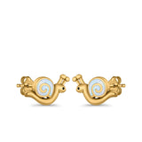 Swirl Snail Stud Earrings Lab Created Opal 925 Sterling Silver (9mm)