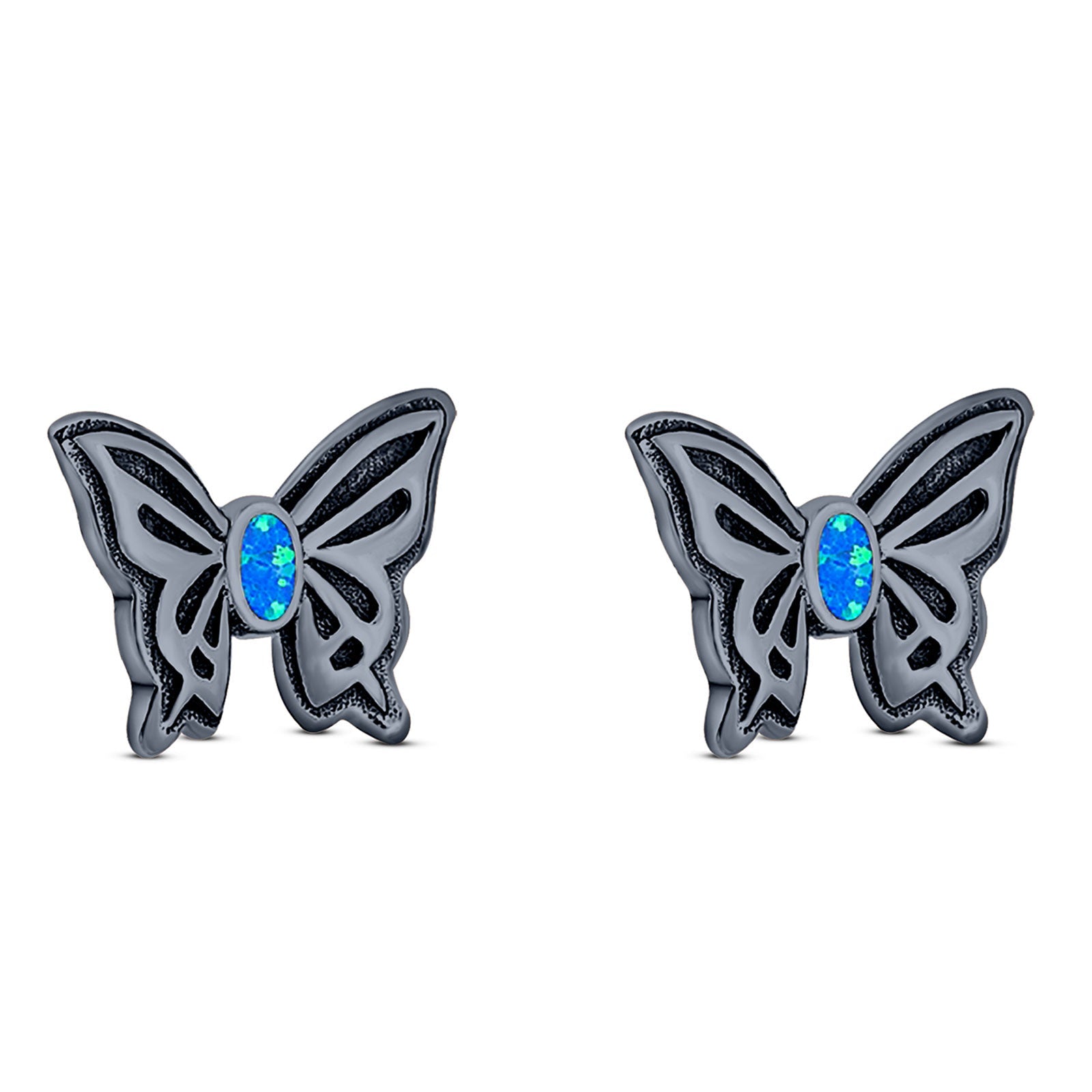 Blue Opal Butterfly Earrings OPB240 | Silver City Sarasota