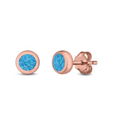 Stud Earrings Lab Created Opal 925 Sterling Silver (6.5mm)