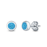 Stud Earrings Lab Created Opal 925 Sterling Silver (6.5mm)