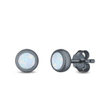 Stud Earrings Lab Created Opal 925 Sterling Silver (6.5mm)