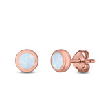 Stud Earrings Lab Created Opal 925 Sterling Silver (6.5mm)