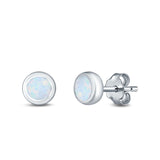 Stud Earrings Lab Created Opal 925 Sterling Silver (6.5mm)