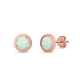 Round Half Ball Stud Earrings Created Opal 925 Sterling Silver (6mm)