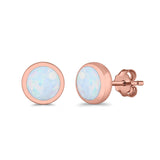 Round Stud Earrings Lab Created Opal 925 Sterling Silver (4mm-10mm)