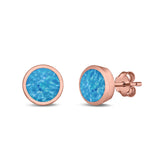 Stud Earrings Round Lab Created Opal 925 Sterling Silver (4mm-10mm)