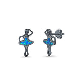 Ballet Dancer Stud Earrings Lab Created Opal 925 Sterling Silver (11mm)