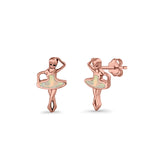 Ballet Dancer Stud Earrings Lab Created Opal 925 Sterling Silver (11mm)