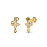 Ballet Dancer Stud Earrings Lab Created Opal 925 Sterling Silver (11mm)