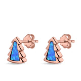 Little Tree Stud Earrings Lab Created Opal 925 Sterling Silver (8mm)
