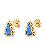 Little Tree Stud Earrings Lab Created Opal 925 Sterling Silver (8mm)