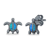 Turtle Stud Earrings Lab Created Opal 925 Sterling Silver (12mm)