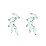 New Design Stud Earring Lab Created Marquise Opal Solid 925 Sterling Silver (13.2mm)