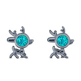 Deer Stud Earring Created Opal Solid 925 Sterling Silver (10.1mm)