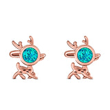 Deer Stud Earring Created Opal Solid 925 Sterling Silver (10.1mm)