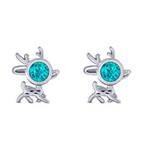 Deer Stud Earring Created Opal Solid 925 Sterling Silver (10.1mm)