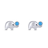 Elephant Earrings Created Opal Solid 925 Sterling Silver (6.4mm)